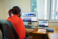 Young woman on desktop office setting